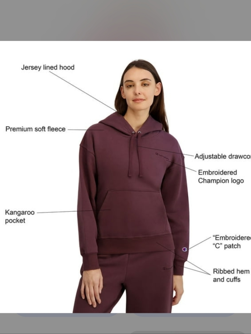 Champion Women's Pullover Hoodie - Brown
